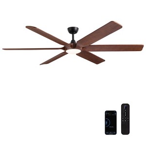 Siljoy 72-in Wooden Ceiling Fan with LED Light (6 Unique Blades) Bamboo Dragonfly Design and Remote Control and APP Control - 1 of 4