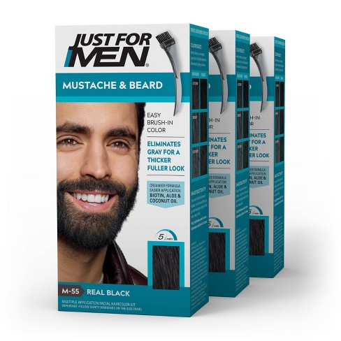 Just For Men Mustache Beard Beard Coloring For Gray Hair With Brush Included 3pk Target