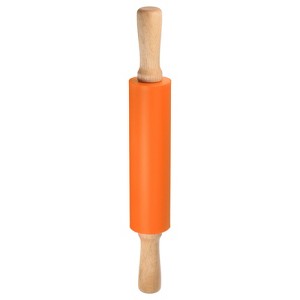 Unique Bargains Silicone Smooth Wooden Handle Non-Stick Kitchen Rolling Pin - 1 of 4