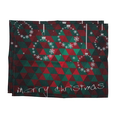 Unique Bargains Christmas Place Mats Linen Red Green White 13 " x 17.7 " 2 Pcs