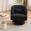 Swivel Barrel Accent Chair, 360° Upholstered Armchair with Striped Backrest & Padding, Round Lounge Chair for Living Room, Bedroom, Reading Nook - 2 of 4