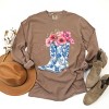 Simply Sage Market Cowboy Boots Floral Garment Dyed Long Sleeve - 3 of 4
