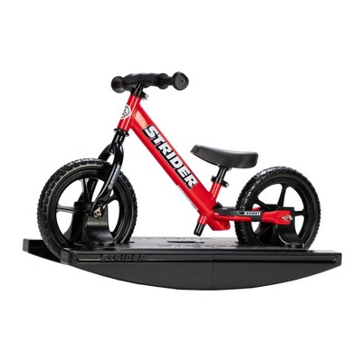 Strider 12” Sport Bike + Rocking Base - Helps Teach Baby How to Ride a Balance Bicycle - for Kids 6 Months to 4 Years - Easy Assembly & Adjustments