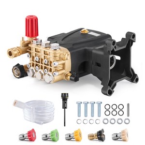 VEVOR Pressure Washer Pump, 1" Shaft Horizontal Triplex Plunger, 4000 PSI, 4.0GPM, Replacement Power Washer Pumps Kit with 5 Nozzles, Black - 1 of 4