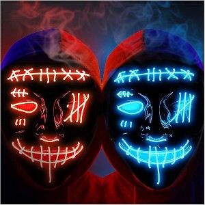 Garvee [2PACK] Halloween Scary Mask LED Mask---LED Light Up Mask EL Wire Light Up - 1 of 4