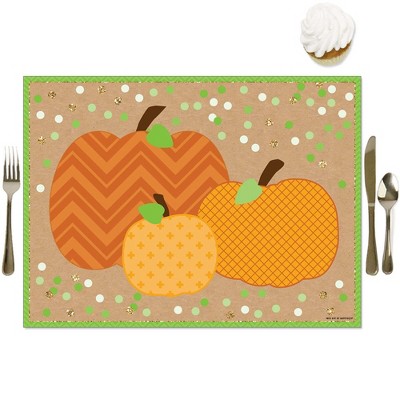 Big Dot of Happiness Pumpkin Patch - Party Table Decorations - Fall, Halloween or Thanksgiving Thanksgiving Party Placemats - Set of 16