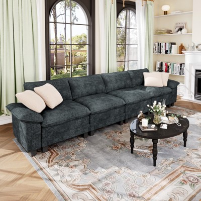 Captiva Designs Cloud Modular Sofa, 157.5" Sectional Couch with Deep Seats, 4-Seater Upholstered Sofa