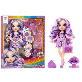 Rainbow High Violet with Slime Kit & Pet 11'' Shimmer Doll with DIY Sparkle Slime, Magical Yeti Pet and Fashion Accessories Purple