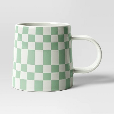 16oz Stoneware Checkerboard Mug Green - Room Essentials&#8482;