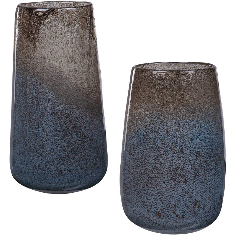 Uttermost Ione Light Blue and Taupe Glass Vases Set of 2, 1 of 2