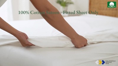 Bright White Cotton Sateen Deep Pocket King Fitted Sheet