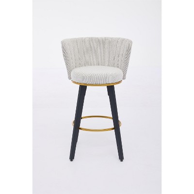 OUTSUPPLY 2 Pcs Modern Bar Stools, Counter Height Swivel Stools with Upholstered Seats, Footrest for Kitchen Island, Home Bar