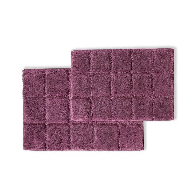 Plush and Absorbent Non-Slip Cotton Checkered 2-Piece Bath Rug Set by Blue Nile Mills