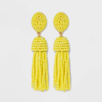 Yellow Beaded Tassel Earrings 2024 elginaudiology