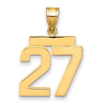 Black Bow Jewelry 14k Yellow Gold, Athletic Collection Medium Polished Number 27 Pendant