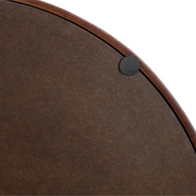 Walnut Brown Round Wood Tray with Gold Handles, 18"