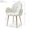 Modern Dining Chair, Living Room Accent Arm Chairs Set Of 2, Velvet Mid-Century Upholstered Seat, Club Guest Chair With Golden Legs For Bedroom - 3 of 4