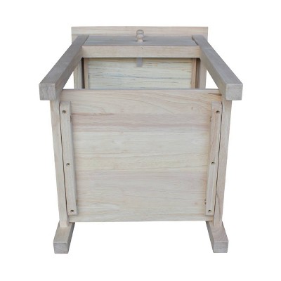 Eco-Friendly Unfinished Rubberwood Square Side Table with Storage