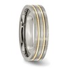Black Bow Jewelry 6mm Titanium Gold Tone Plated Grooved Flat Standard Fit Band - 4 of 4