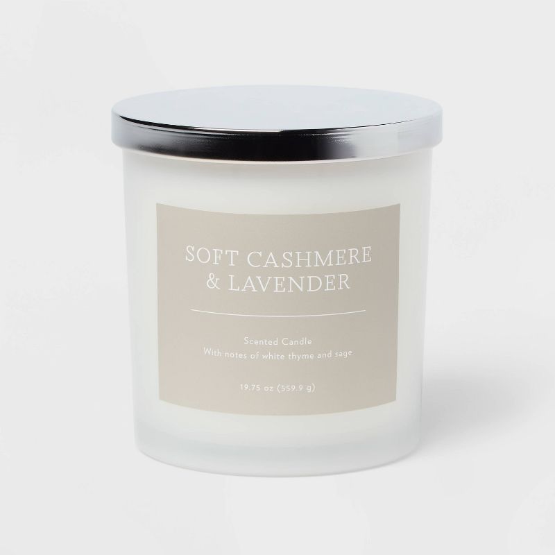 2-Wick 19.75oz Lidded Milky Glass Jar Soft Cashmere and Lavender Candle - Threshold&#8482;, 1 of 5