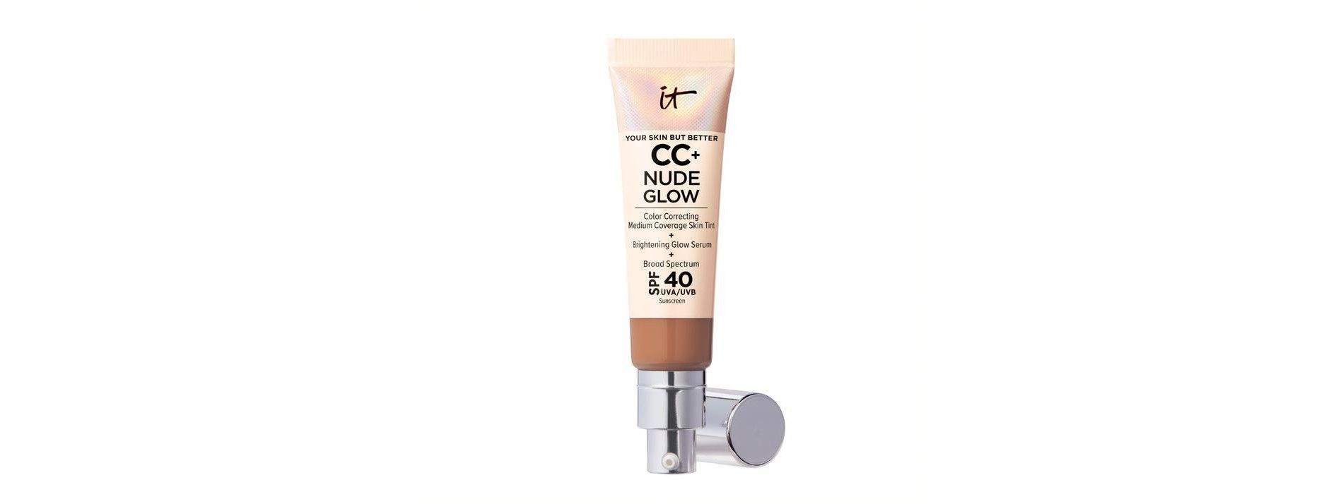 IT Cosmetics Your Skin But Better CC Cream Nude Glow SPF: Hyaluronic Acid, Anti-Aging, Sun Protection, 1.08 fl oz