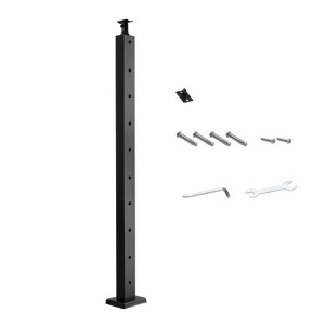 VEVOR Cable Railing Post,36x1x2 Inch Level Deck Stair Posts,1-Pack Stainless Steel Cable Handrail Post,with Mounting Bracket Stair Railing Kit, Black - 1 of 4