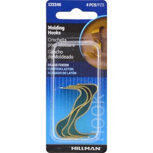 Hillman AnchorWire Brass-Plated Gold Wide Molding Hook 4 pk (Case of 10) - 1 of 1
