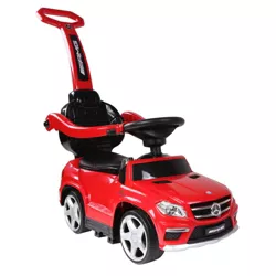 Best Ride On Cars Baby Toddler 4-in-1 Mercedes Push Car Stroller Toy with LED Lights, Music and Removable Handle, for Ages 1-3 Years Old, Red