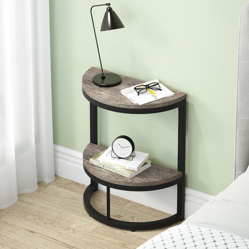 Tribesigns 2-Tier Semi Circle End Accent Table, 5 of 8