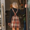 Women's Square Neck Red Plaid Print Cross Back Sleeveless Overall A Line Dress - Cupshe - 3 of 4