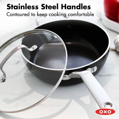 Black and Silver 3qt Aluminum Nonstick Chef's Pan with Lid