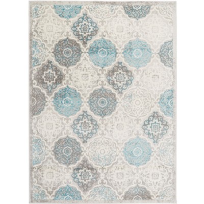 Home Dynamix Boho Andorra Transitional Damask Area Rug, Grey/Blue,  7'9