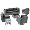 Ovios Venice 8pc Wicker Outdoor Patio Furniture Set Conversation Sofa Sectional with Swivel Chairs and Cushions - image 2 of 4