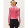 INSPIRE CHIC Women's 1 Button Lapel Collar Business Office Crop Suit Velvet Blazer - 4 of 4