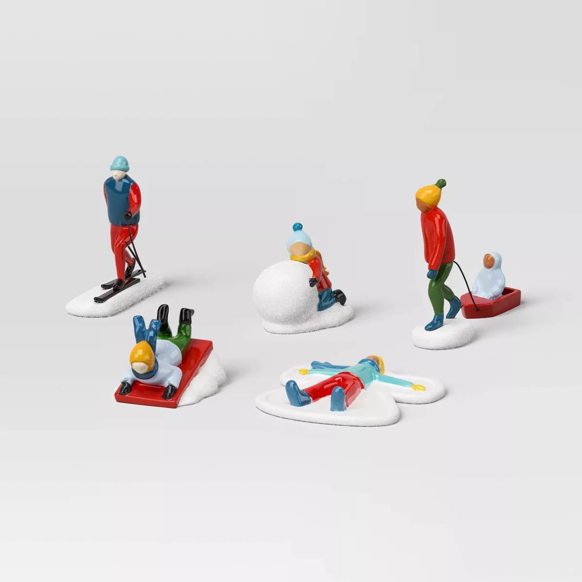 5pc Snow Activities Christmas Figurine Set