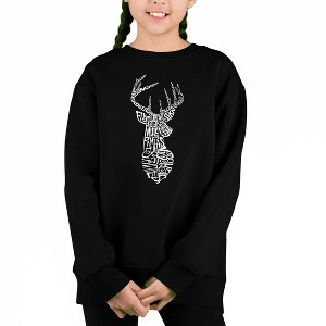 LA Pop Art Types Of Deer - Girl's Word Art Crewneck Sweatshirt - 1 of 3