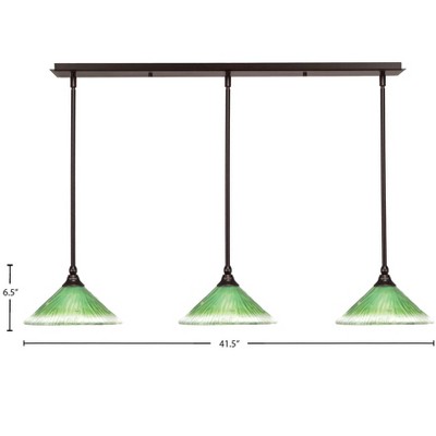 Toltec Lighting Any 3 - Light Chandelier in  Dark Granite with 10" Kiwi Green Crystal Shade