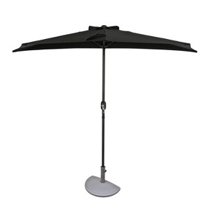 9' x 4.5' Lanai Half Patio Umbrella Black - Island Umbrella: Steel Frame, Water & UV Resistant - 1 of 4