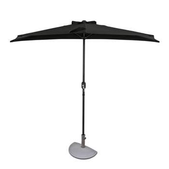 9' x 4.5' Lanai Half Patio Umbrella Black - Island Umbrella