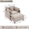 Busaurus Oversized Chenille Indoor Chaise Lounge Chair with Ottoman - 2 of 4