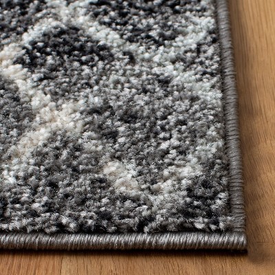 Charcoal Ivory Synthetic Easy Care Runner Rug 2'3" x 6'