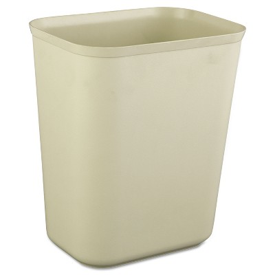 Rubbermaid Commercial Fire-Resistant Wastebasket Rectangular Fiberglass 1.75gal Beige 2540BEI