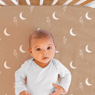 Brown Microfiber Reversible Baby Comforter Set with Celestial Theme