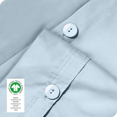 Winter Blue Organic Cotton Percale Full/Queen Duvet Cover Set