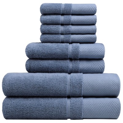 Unique Bargains 100% Cotton 600 GSM Absorbent 8pcs Bath Towels Set Champagne