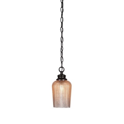 Toltec Lighting Cordova 1 - Light Pendant in  Matte Black with 5" Silver Textured Shade