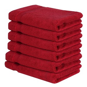 Better Trends 100% Cotton Hand Towel, Pack of 6 (16x26 Inches) Quicker to Dry, Lighter Weight, Super Soft and Absorbent, Red - 1 of 4