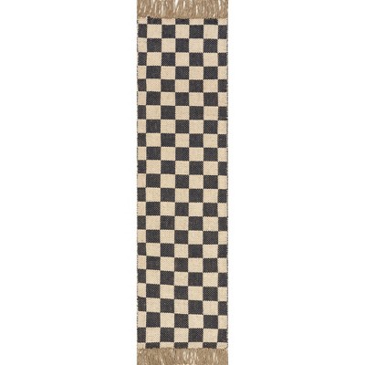 Nuloom Connie Checkered Wool/Jute Tasseled Indoor Area Rug