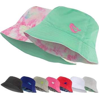 Addie & Tate Kids Reversible Bucket Hat for Girls & Boys, Packable Beach Sun Bucket Hat for Toddlers to Teens Ages 3-14 Years (Mint/Tie Dye)