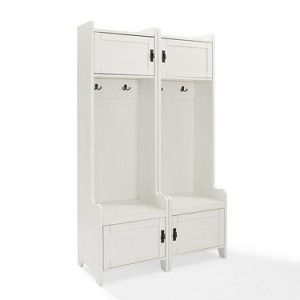 Crosley 2pc Fremont Entryway Kit Two Towers White: Hall Tree Organizer with 4 Hooks, Wood Veneer, Metal Hardware - 1 of 4